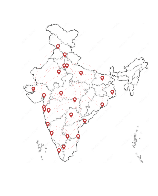 Stylized map representing nationwide network coverage